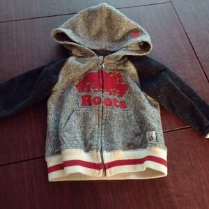 Roots Gray and Red Sweatshirt with Hood